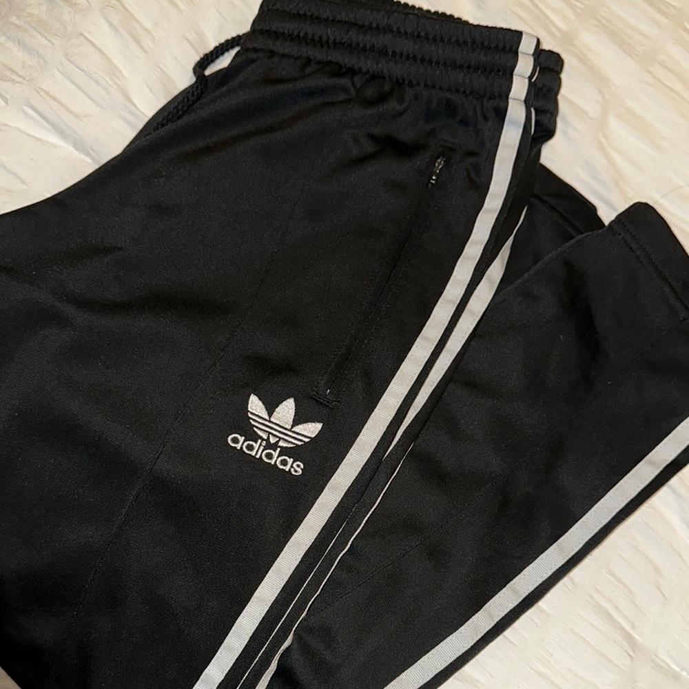 Adidas Black Sweatpants with Signature Stripes